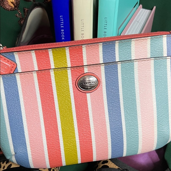 Coach Peyton multicolor striped wristlet 2008